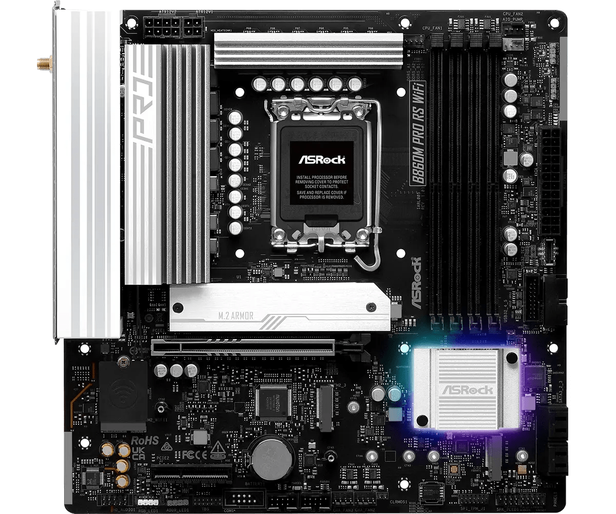 ASRock B860M Pro RS WiFi LGA1851 Socket Motherboard | 90 - MXBRQ0 - A0UAYZ - 4711581490284 - Vektra Computers LLC ASRock B860M Pro RS WiFi LGA1851 Socket Motherboard | 90 - MXBRQ0 - A0UAYZ - 4711581490284 - Vektra Computers LLC